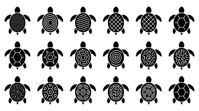 Sea turtle silhouette pattern with various shell designs.