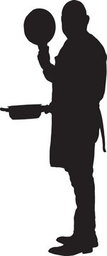 vector,Silhouette of a househusband showing a pot