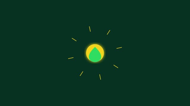 Eco Friendly Green Leaf Sunburst Energy Icon Motion Graphic