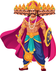 Obraz premium Ten-Headed Ravana Holding Mace and Shield Dussehra