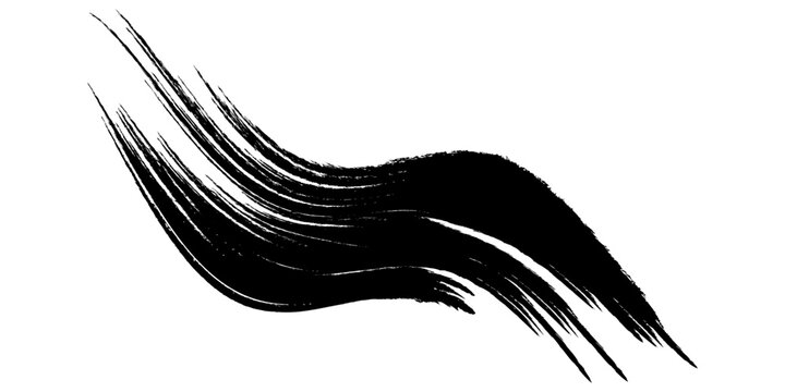 Black brush stroke curved dynamic paint splash vector element design