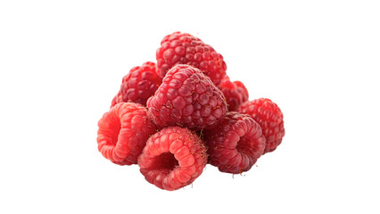 Heap of fresh organic red raspberry berries isolated on transparent background © Hanna