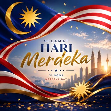 Happy malaysian independence day celebration graphic
