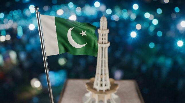 Pakistan Flag with Minar-e-Pakistan Celebration