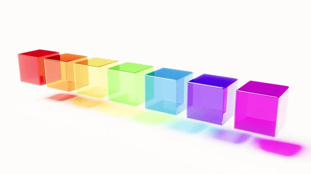 Color glass boxes transparent cubes bg able to loop endless 4k