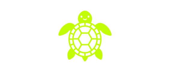 Simple Neon Green Turtle Icon on White Background © hakimi