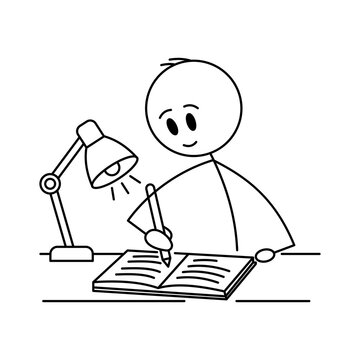 Stickman Quiet Study Vector Illustration