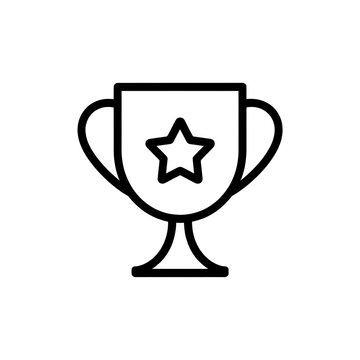 Black line icon of a trophy cup with a star symbol