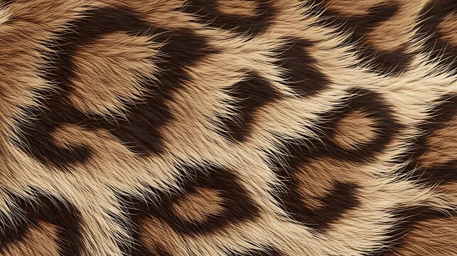 Seamless background texture of soft animal leopard fur with natural brown spotted pattern details.