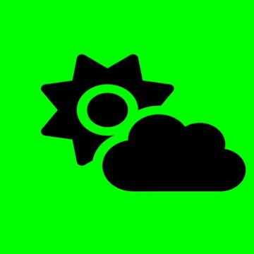Weather Forecast Icon Animation on Green Screen, Sun Behind Cloud Chroma Key Loop