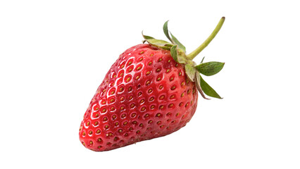 Fresh ripe red strawberry fruit with stem isolated on transparent background © Ivan