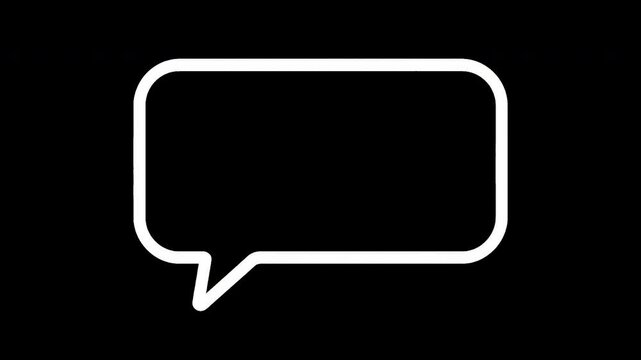 Speech Bubble Chat Box Outline Animation with Alpha Channel Transparent Background Isolated UI Overlay