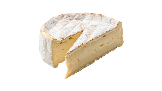 Piece of delicious hard yellow brie cheese food isolated on transparent background
