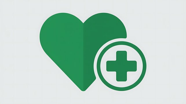 Green heart icon with a medical plus sign symbol