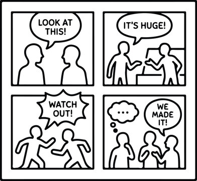 Comic Storyboard Dialogue Narrative Line Art Vector Icon