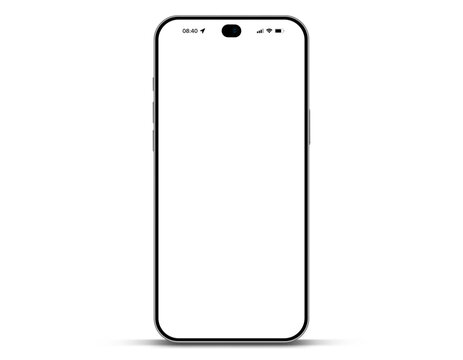 3d realistic smartphone mockup with blank white screen. black frame and soft shadow for mobile app. user interface. web design. presentation and digital technology vector template