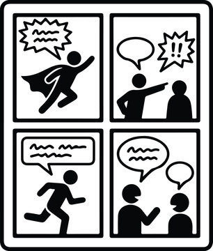 Superhero Comic Storyboard Panel Grid Line Art Vector Icon