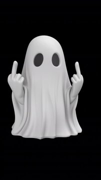 Funny flying ghost - 3d render looped with alpha channel.