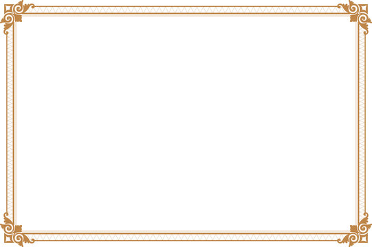 Elements of ornate vintage frames. Border gold on white classic  swirls, floral motifs. Design print for greeting cards, wedding invitations, restaurant menu, royal certificates. 3
