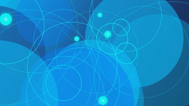 Abstract blue background with glowing circles and light bubbles pattern
