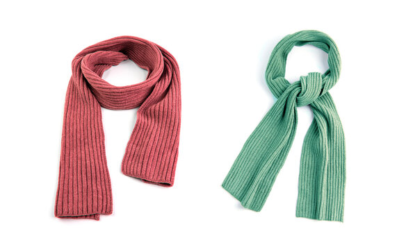 Green and red scarf on a white background.