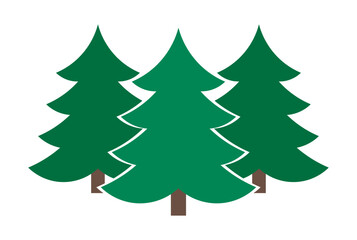 Fototapeta premium Green forest symbol. Three Christmas trees on white background. Vector illustration.