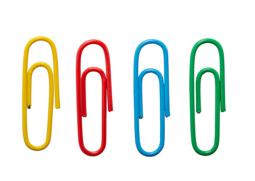 Mix colorful paper clip isolated on white background