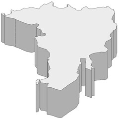 3D map dimension - continent North America country Dominican Republic © badrpost