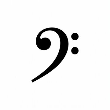Classic bass clef musical symbol vector icon isolated on white background, music notation and harmony symbol.