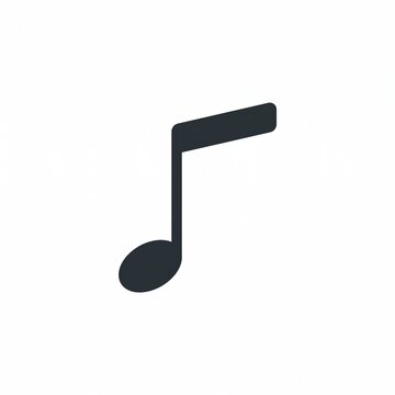 Minimalist eighth music note vector icon silhouette isolated on white background, audio and melody symbol.