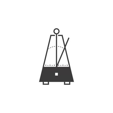 Minimalist metronome vector icon line isolated on white background, musical tempo and rhythm keeper symbol.