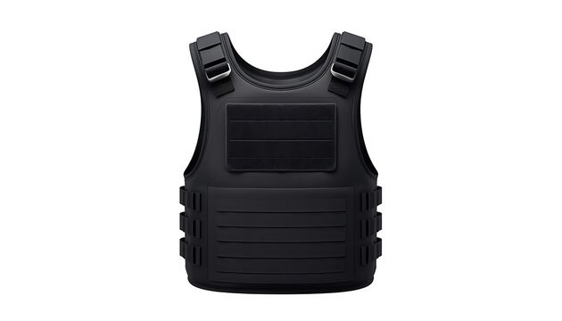 Tactical black body armor vest for security and military protection isolated on white background with tactical security protection military equipment polyester protective material