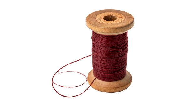 Brown sewing thread spool textile craft accessory isolated on transparent background cut out