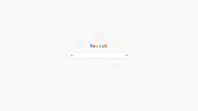 Minimalist Web Search Bar Animation with Floating Abstract Colorful Circles