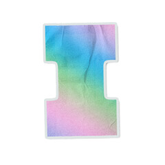 Uppercase I sticker is sitting on transparent canvas showing pastel wash, white rim, shadow, grain © vectorfusionart