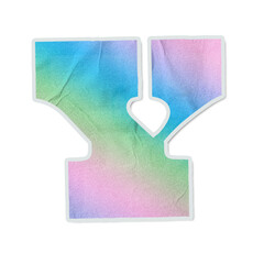 Uppercase Y is being rendered as watercolor sticker, heart cutout, grain, white rim, transparent © vectorfusionart