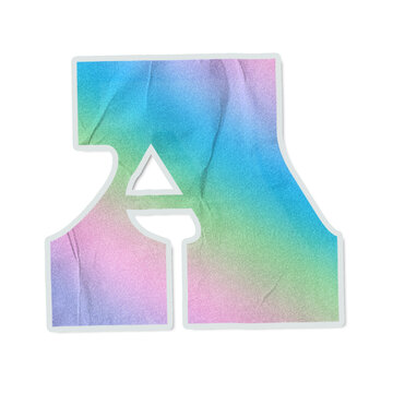 Flat uppercase letter A is floating on transparent background with pastel gradient, outline, shadow