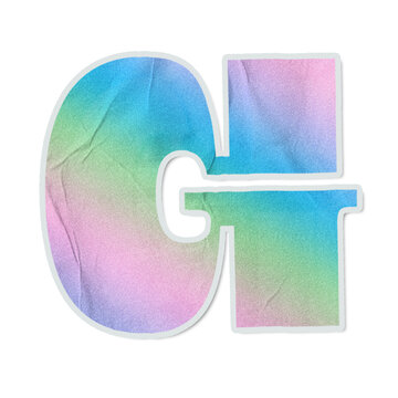 Round G and square T are floating die-cut glyphs showing pastel paper-grain on transparent backdrop