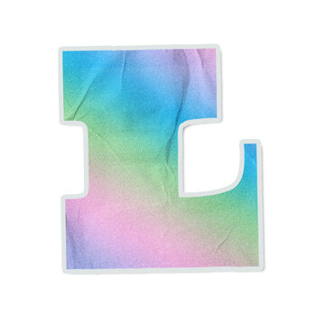 Watercolor sticker is floating on transparent background, white border, drop shadow, hooked shape