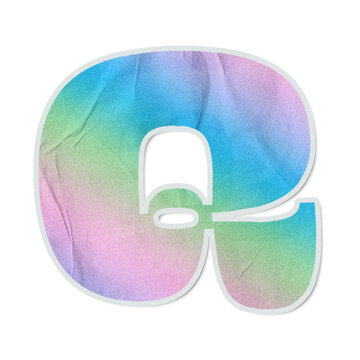Letter a is floating on transparent canvas in sticker pastel watercolor, with white outline, shadow