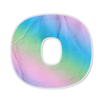 Letter O is floating on transparent canvas, showing pastel gradient, paper texture and shadow