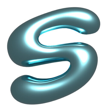 Stylized 3D letter S is floating on transparent canvas, showing teal highlights and rim lighting