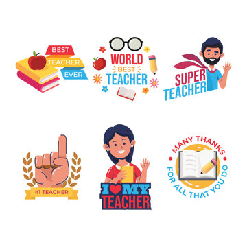 Colorful teacher appreciation stickers set