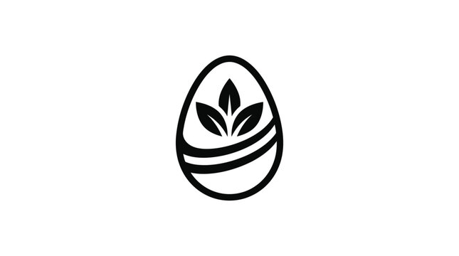Minimalist egg logo design featuring organic leaf elements for sustainable food branding.