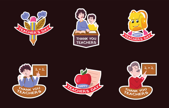 Happy Teacher's Day thank you stickers set