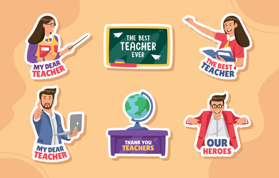Happy teacher appreciation cartoon illustrations