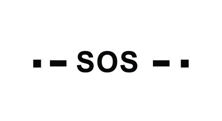 Black Silhouette Of Morse Code SOS Message On A White Background Silhouette © jivect02