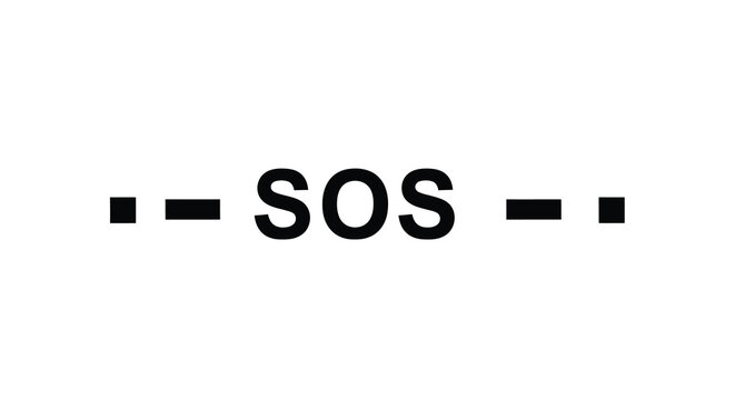 Black Silhouette Of Morse Code SOS Message On A White Background Silhouette