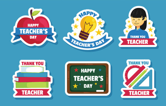 Happy Teacher's Day vector badge set collection