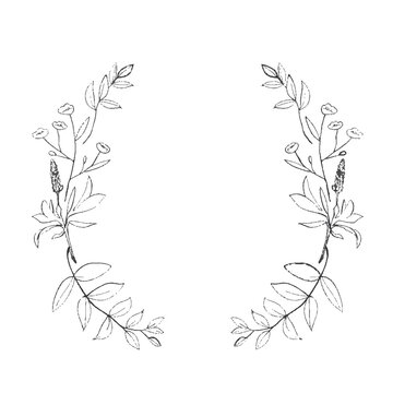 Delicate Floral Garland Line Art Design